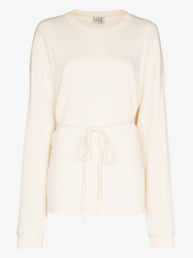 White Shaw Belted Sweatshirt