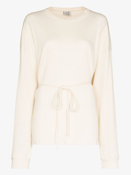 White Shaw Belted Sweatshirt