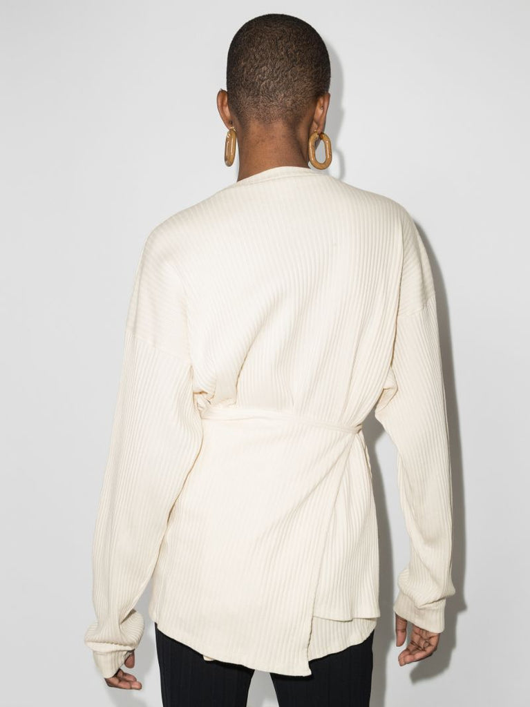 White Shaw Belted Sweatshirt