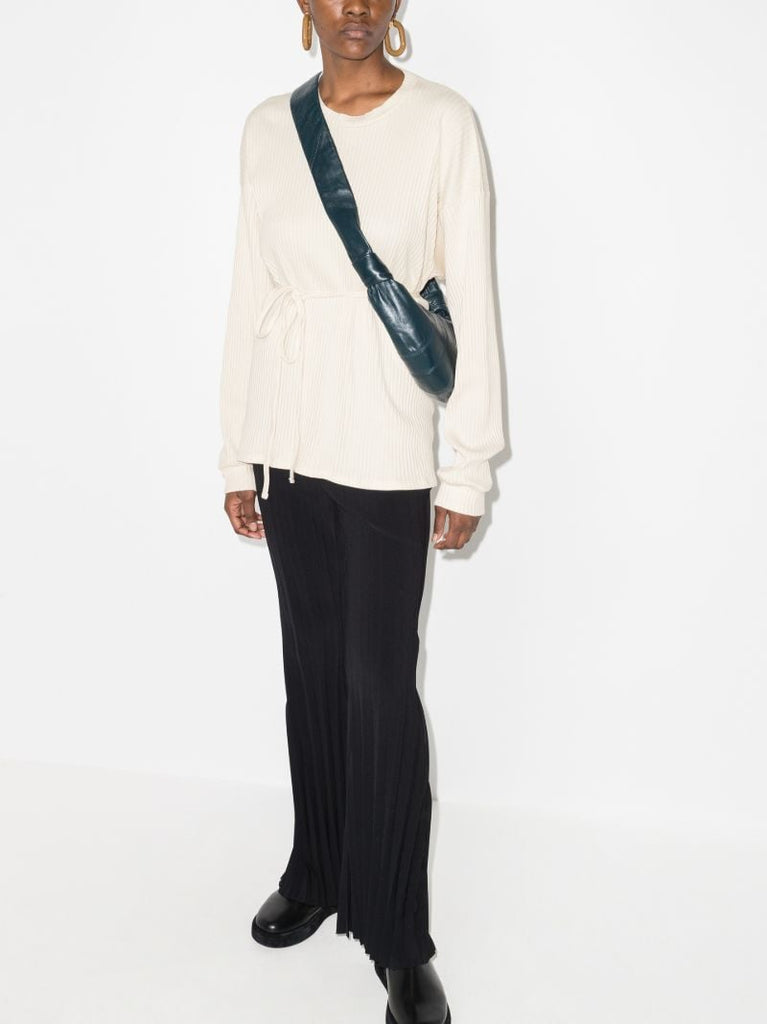 White Shaw Belted Sweatshirt