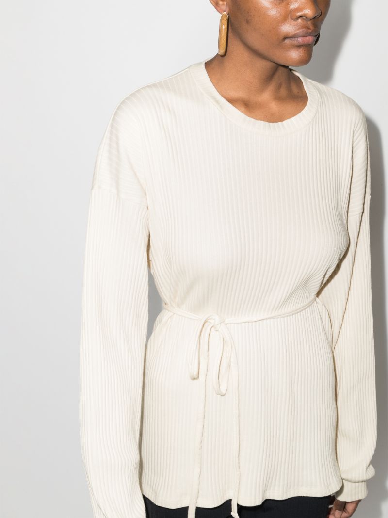 White Shaw Belted Sweatshirt