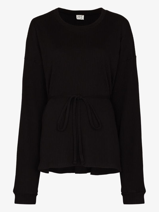 Black Shaw Belted Sweatshirt