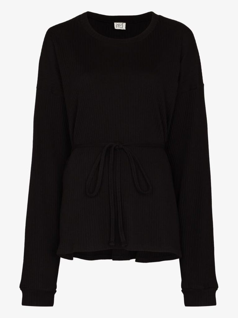Black Shaw Belted Sweatshirt