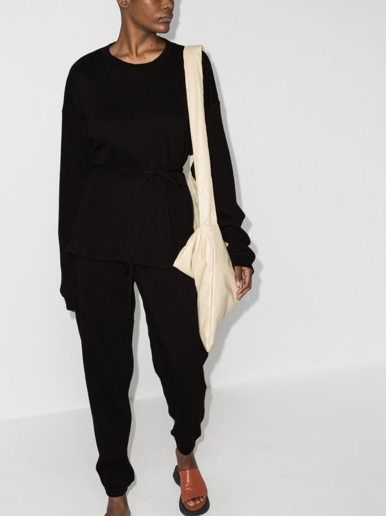 Black Shaw Belted Sweatshirt