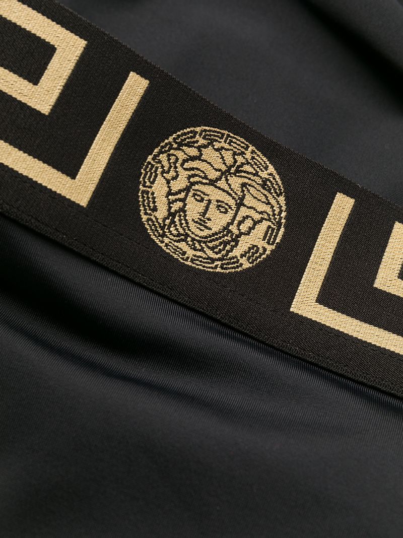 Black Greca Print Swimming Shorts