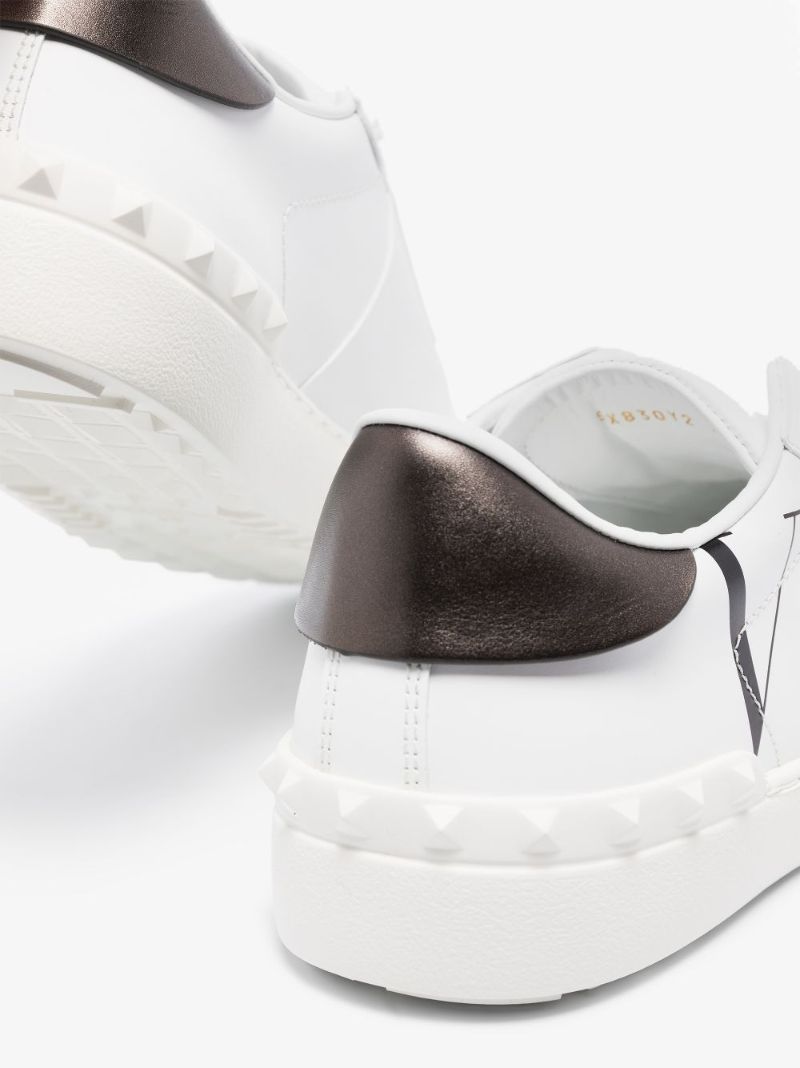 White Open Vltn Low Top Leather Sneakers