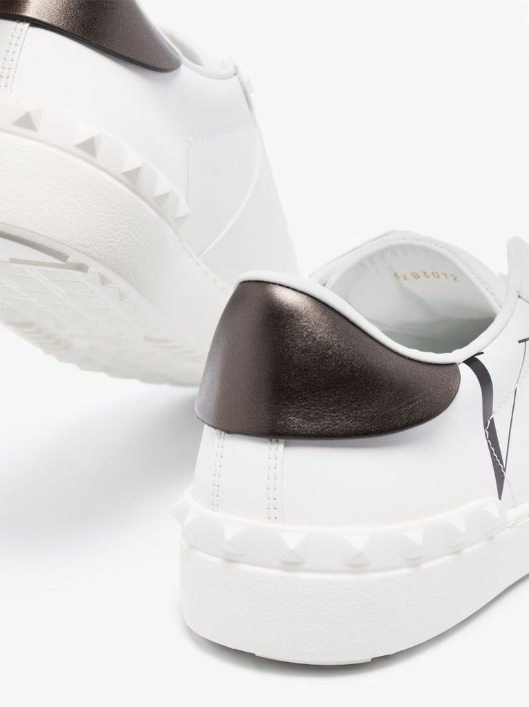 White Open Vltn Low Top Leather Sneakers