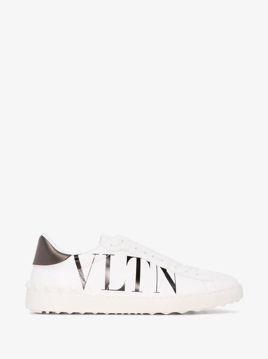 White Open Vltn Low Top Leather Sneakers