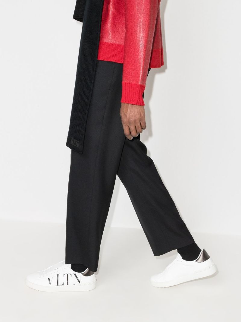 White Open Vltn Low Top Leather Sneakers