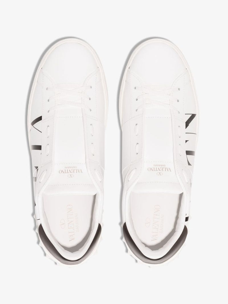 White Open Vltn Low Top Leather Sneakers