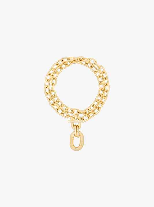 Gold Tone Double Wrap Chain Necklace