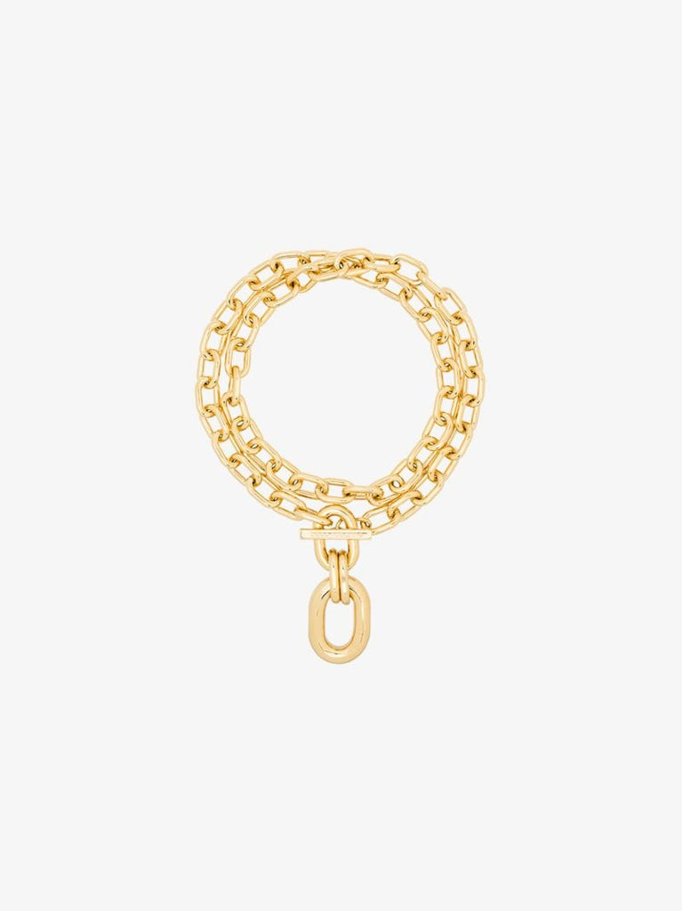 Gold Tone Double Wrap Chain Necklace