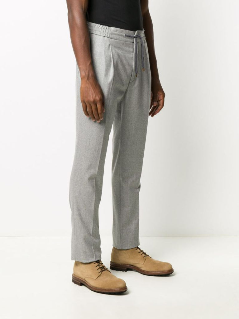 Grey Drawstring Tailored Trousers