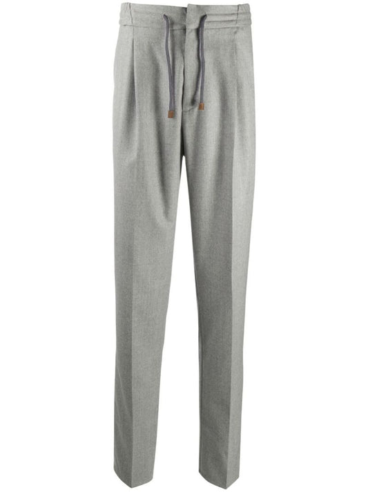 Grey Drawstring Tailored Trousers