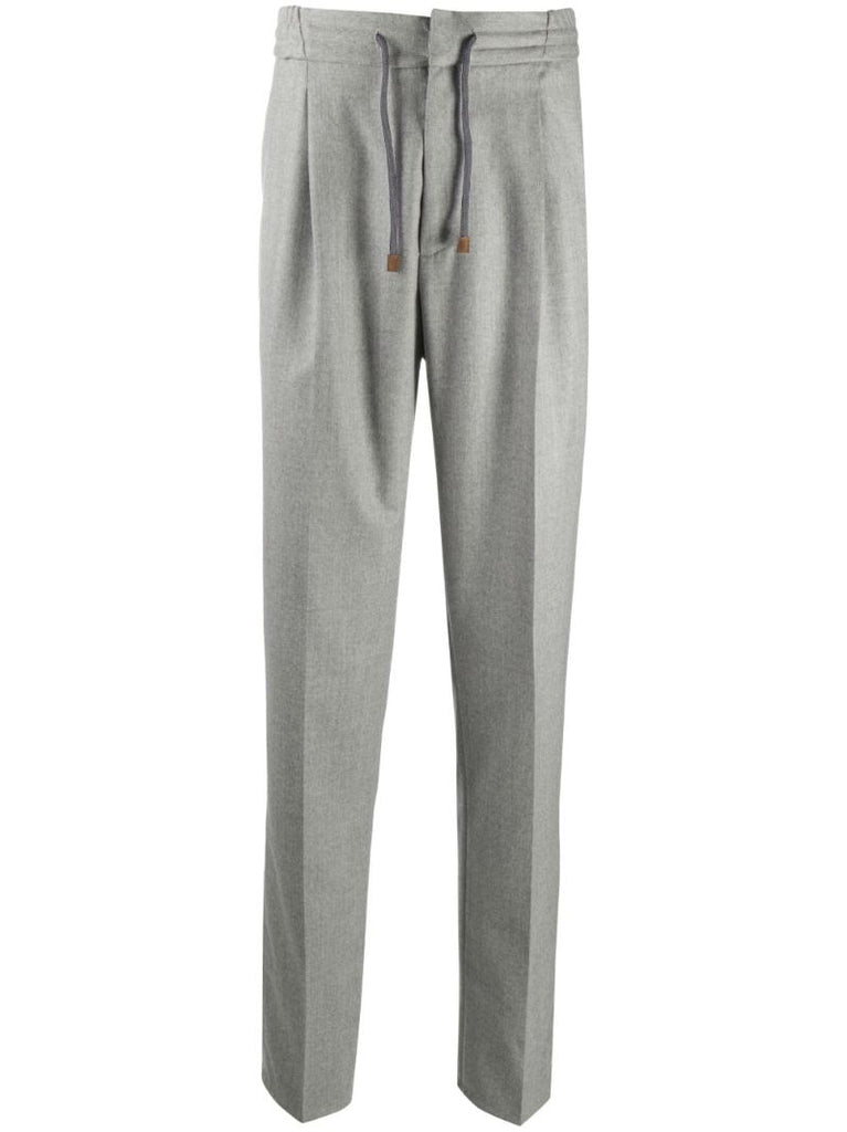 Grey Drawstring Tailored Trousers
