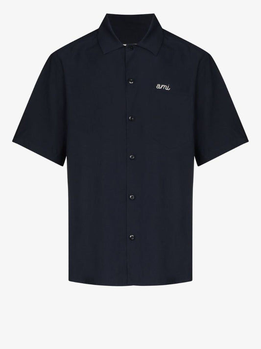 Logo-embroidered Cuban-collar Shirt