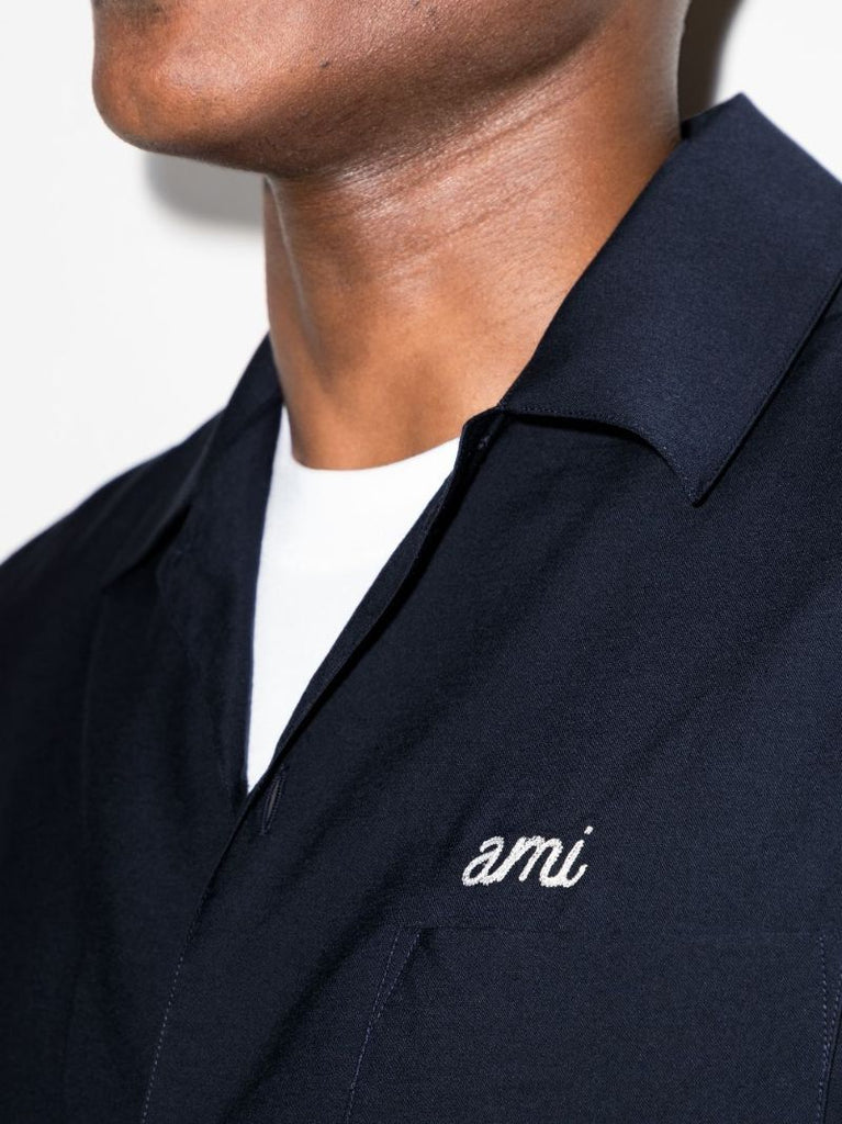Logo-embroidered Cuban-collar Shirt