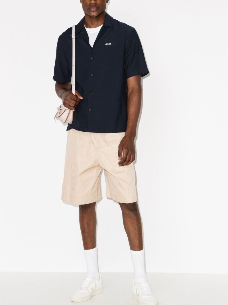 Logo-embroidered Cuban-collar Shirt