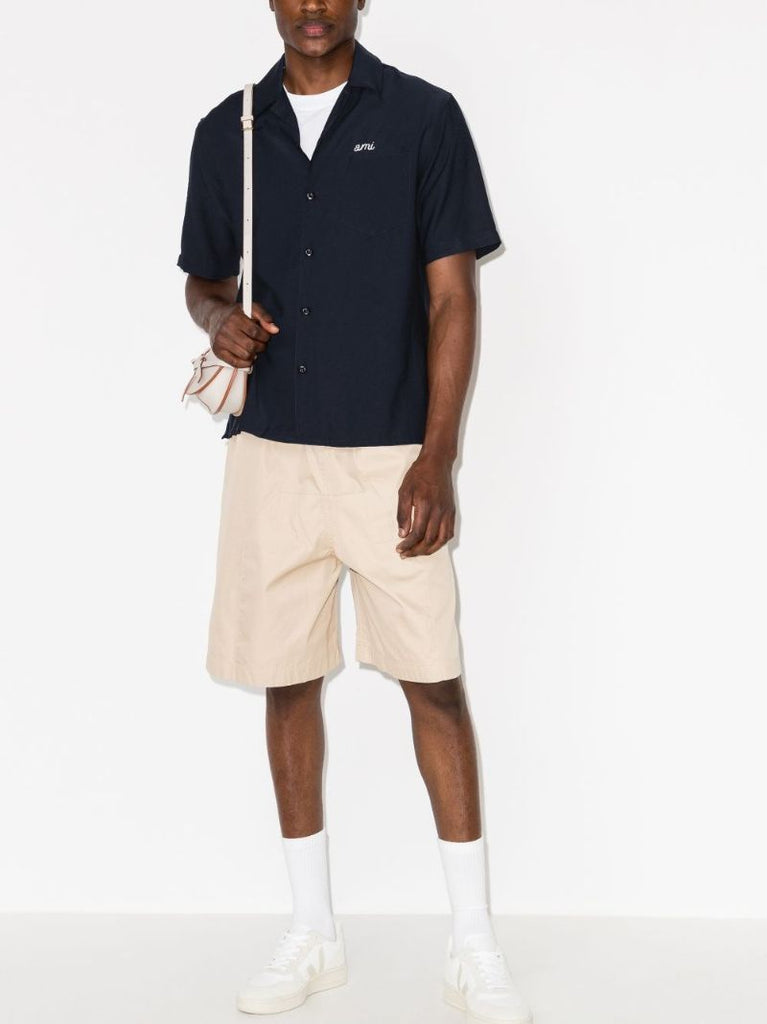 Logo-embroidered Cuban-collar Shirt