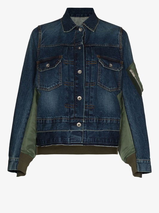 Contrast Denim Bomber Jacket