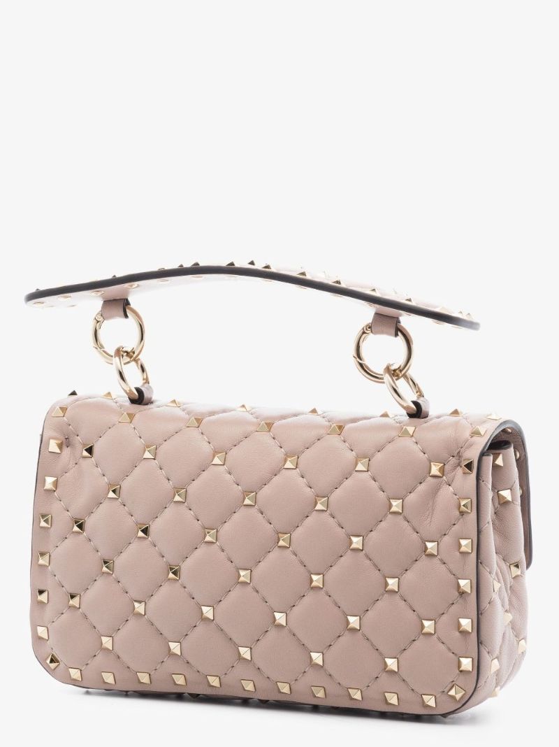 Pink Rockstud Spike Small Leather Shoulder Bag