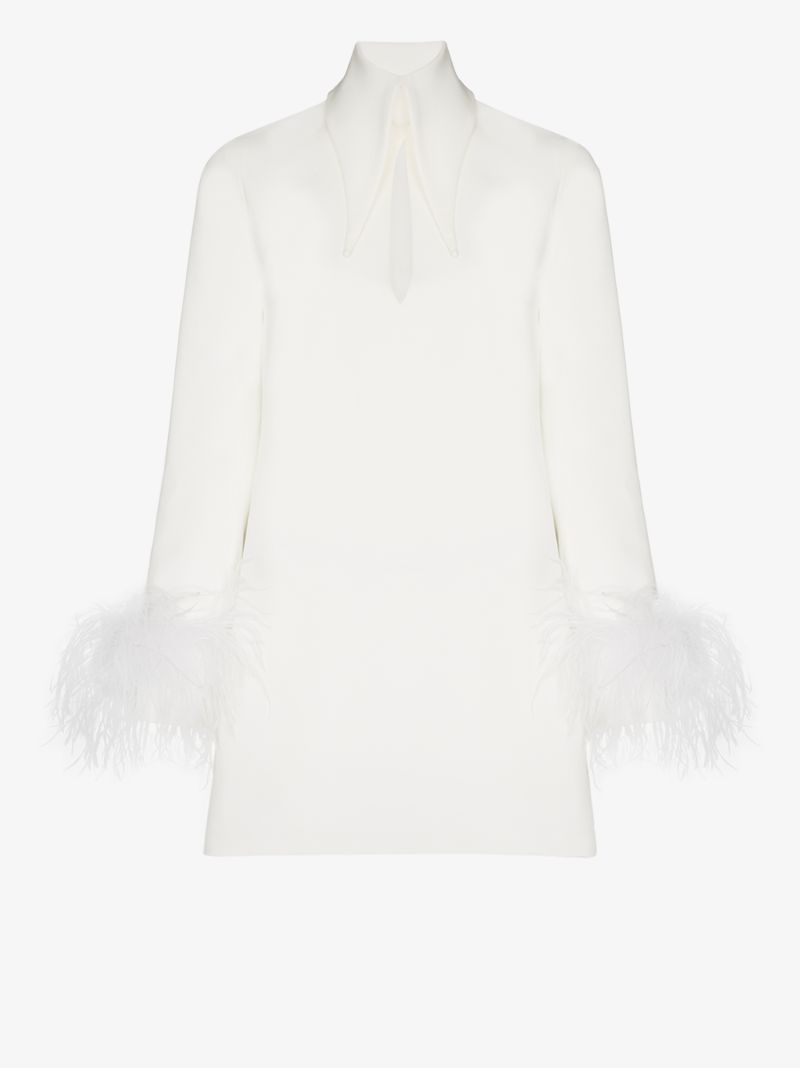 Michelle Feather Trim Mini Dress