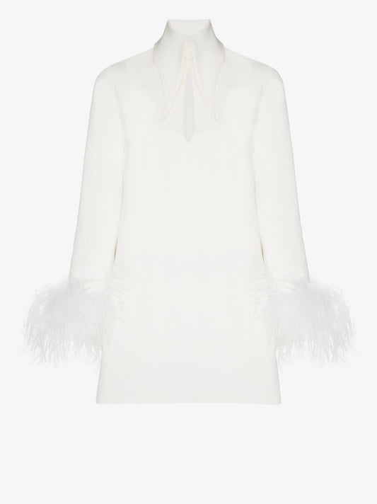 Michelle Feather Trim Mini Dress