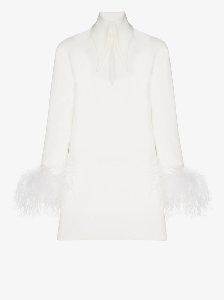 Michelle Feather Trim Mini Dress