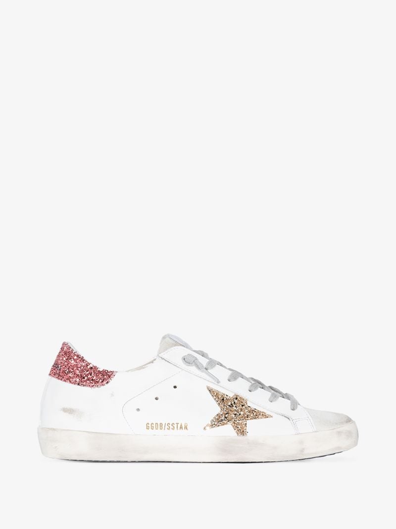 Neutral Super-star Glitter Leather Sneakers