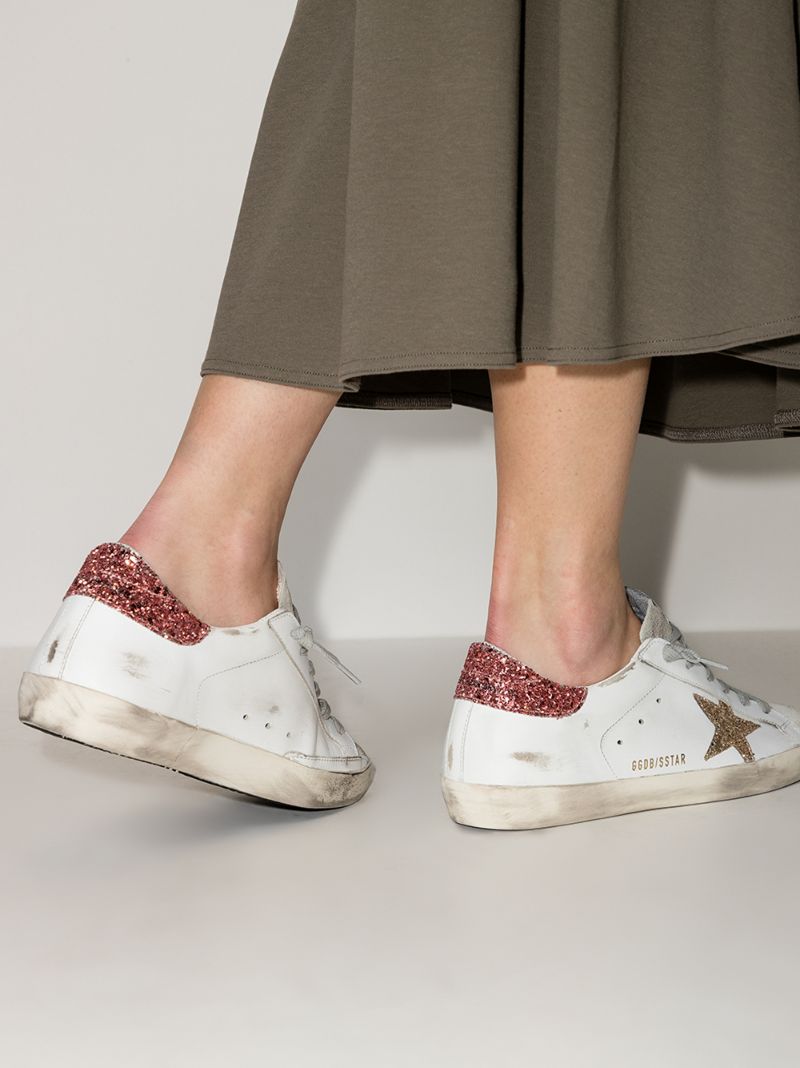 Neutral Super-star Glitter Leather Sneakers