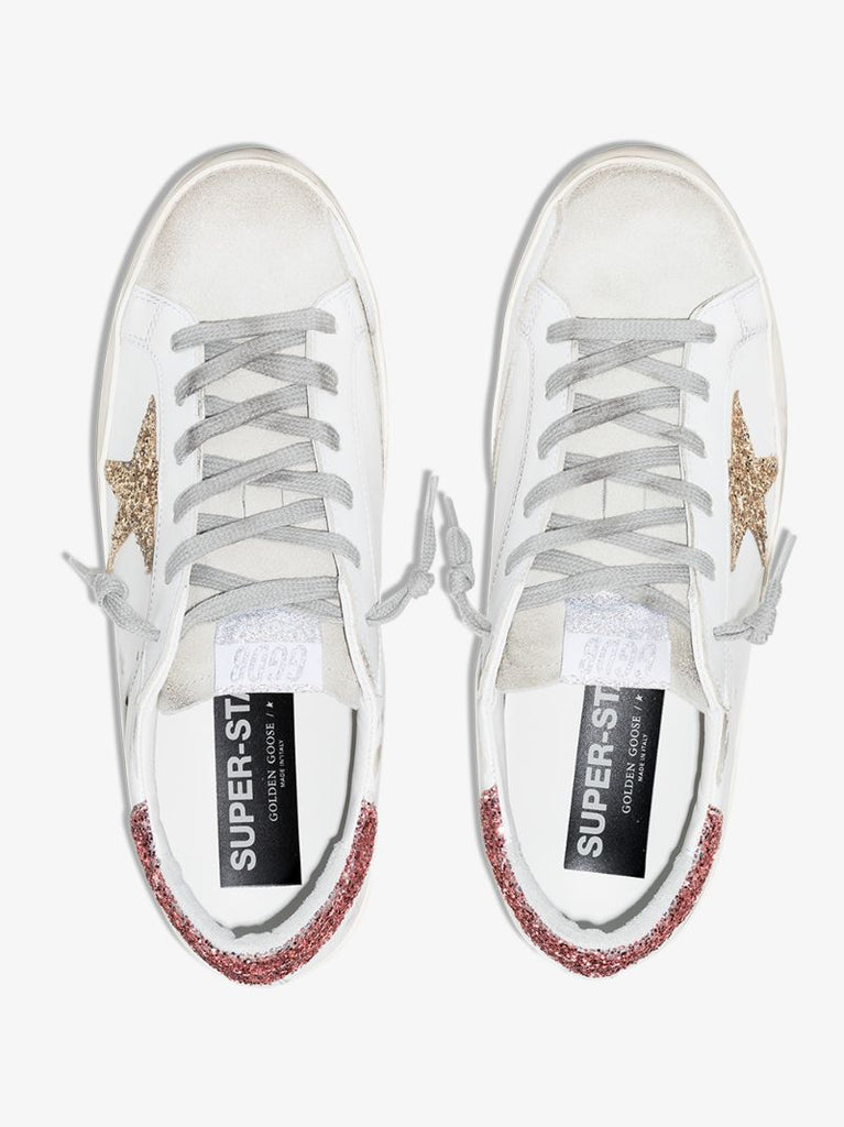Neutral Super-star Glitter Leather Sneakers