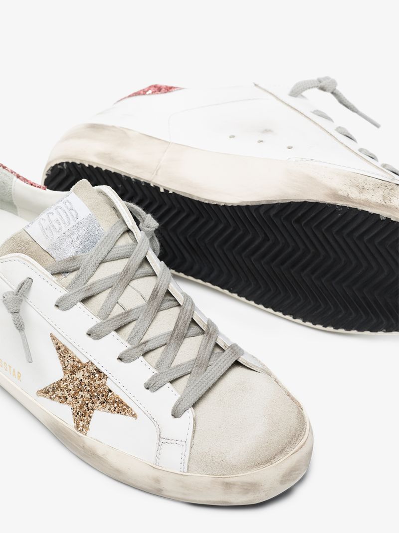 Neutral Super-star Glitter Leather Sneakers