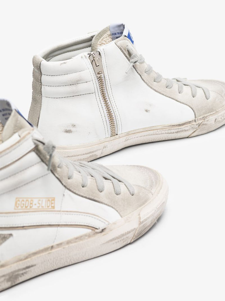 White Slide High Top Sneakers