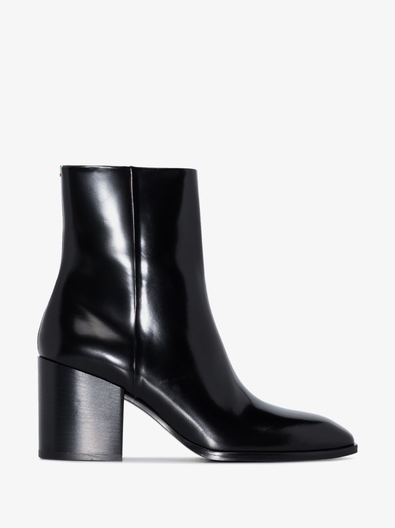 Black Leandra 75 Patent Leather Ankle Boots
