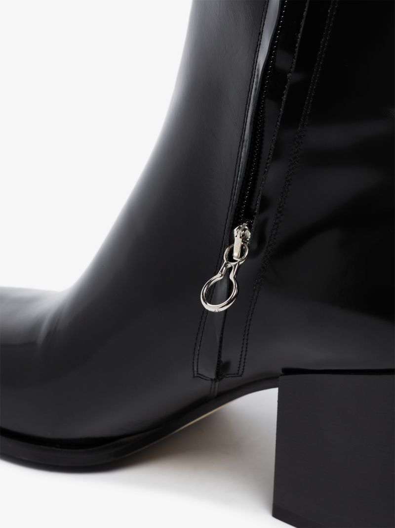 Black Leandra 75 Patent Leather Ankle Boots