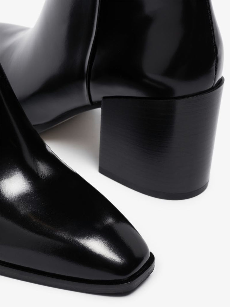Black Leandra 75 Patent Leather Ankle Boots