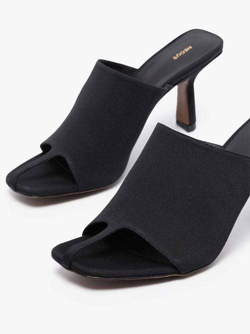 Black Jumel 80 Square Toe Mules