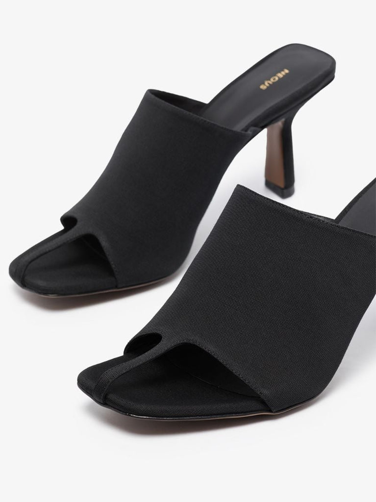Black Jumel 80 Square Toe Mules