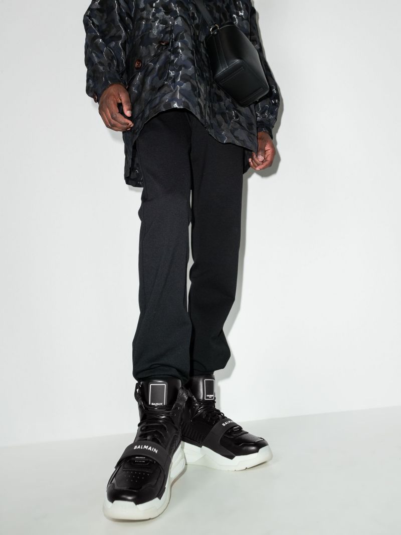Black B-ball High Top Leather Sneakers