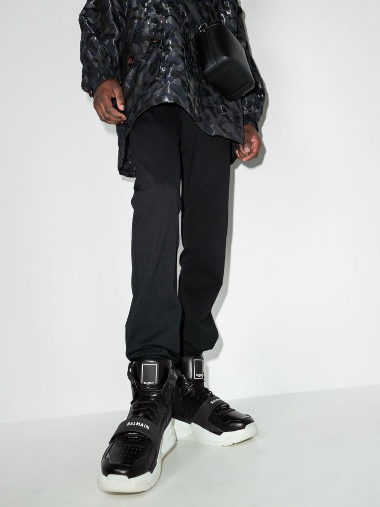 Black B-ball High Top Leather Sneakers