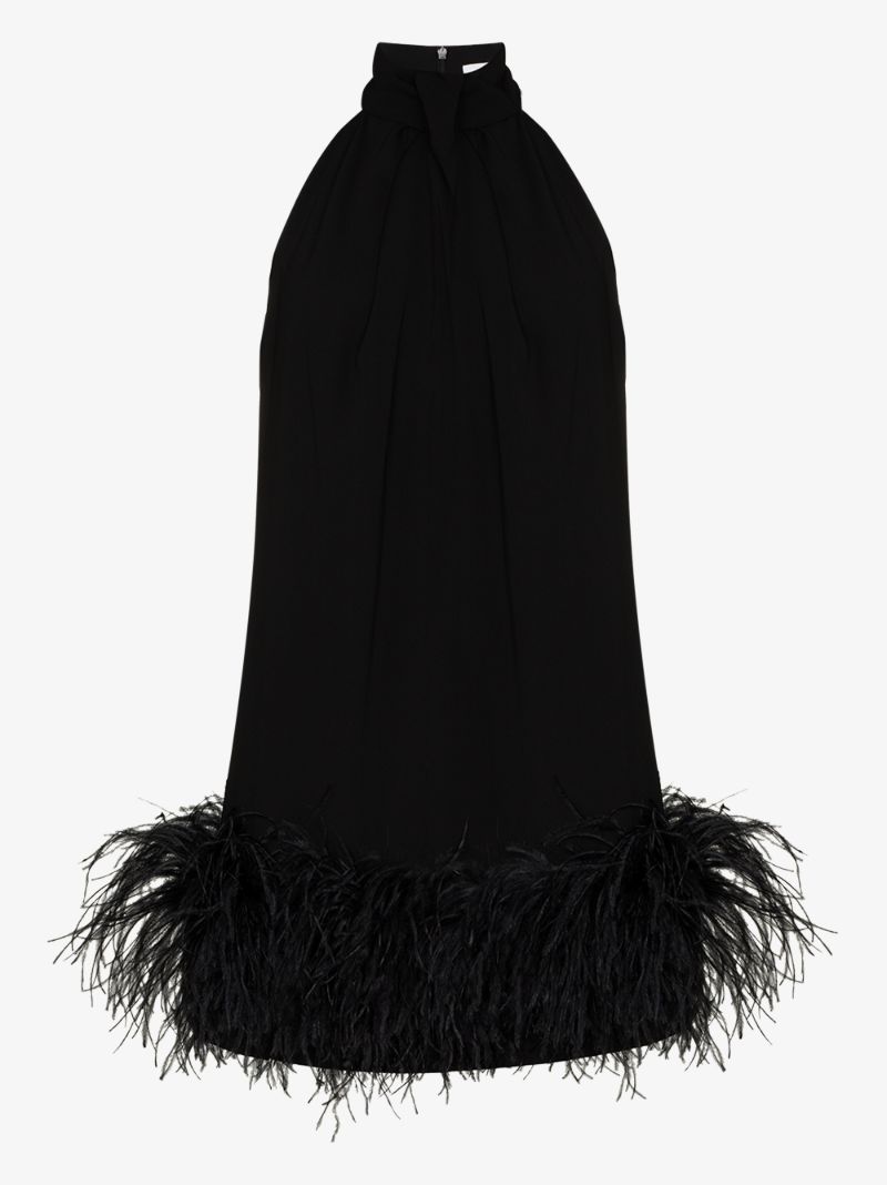 Cynthia Feather Trim Mini Dress