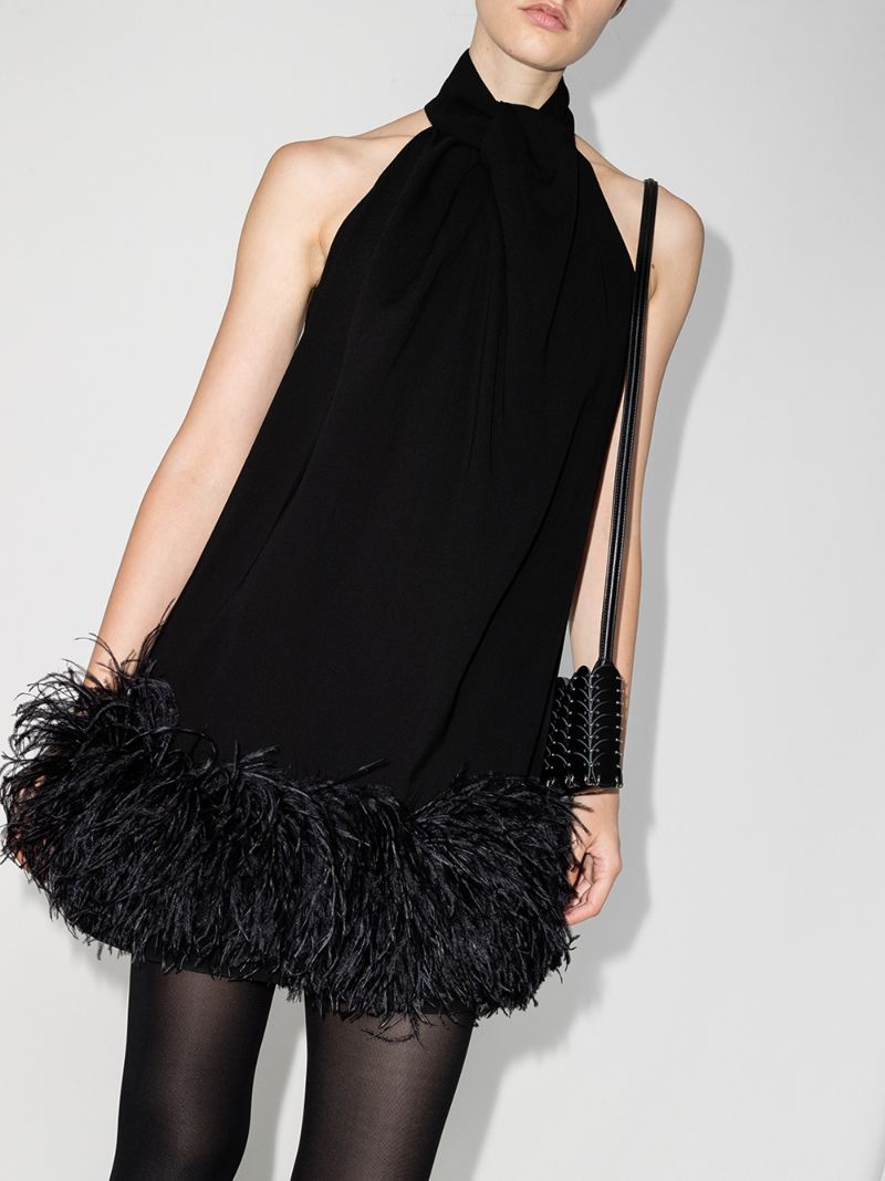 Cynthia Feather Trim Mini Dress