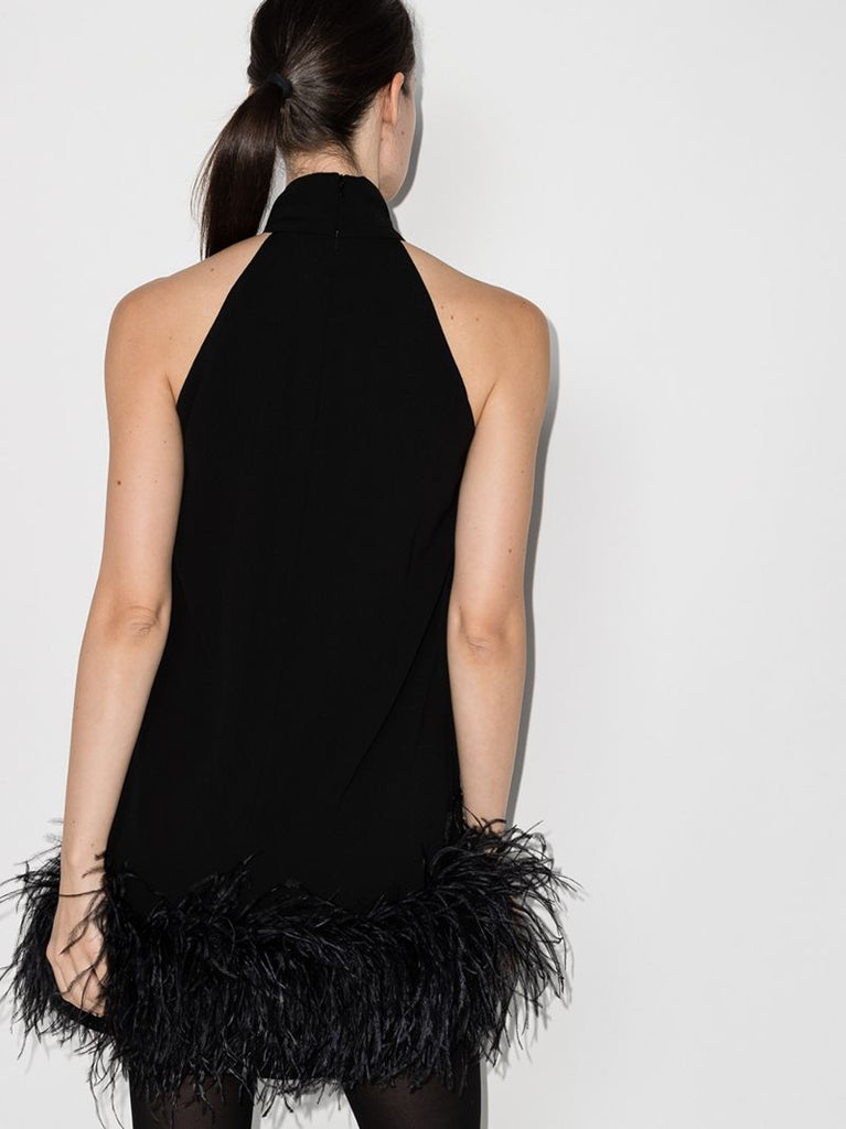 Cynthia Feather Trim Mini Dress