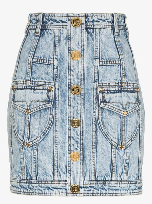High Waist Denim Mini Skirt