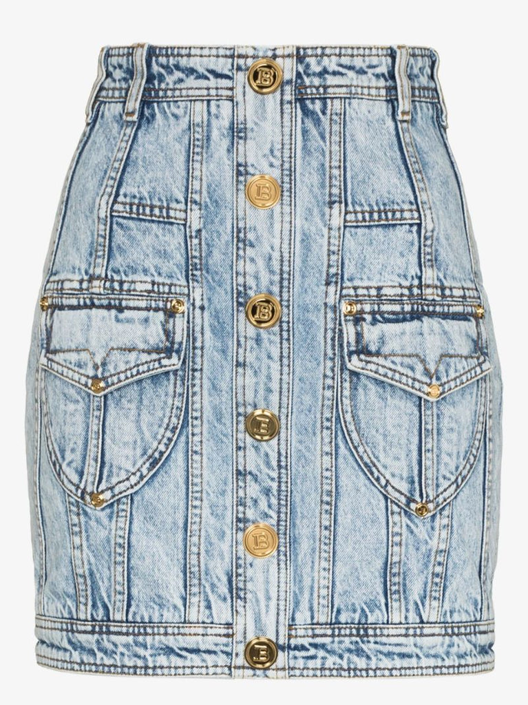 High Waist Denim Mini Skirt