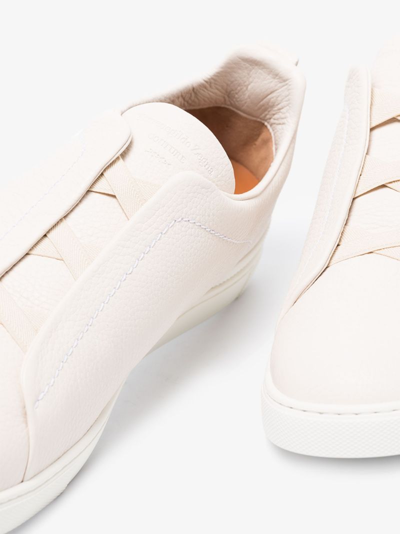 Black Deer Trip Stitch Leather Sneakers