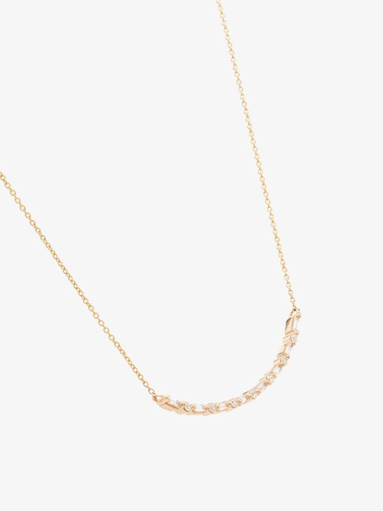 14k Yellow Gold Sylvie Long Bar Diamond Necklace