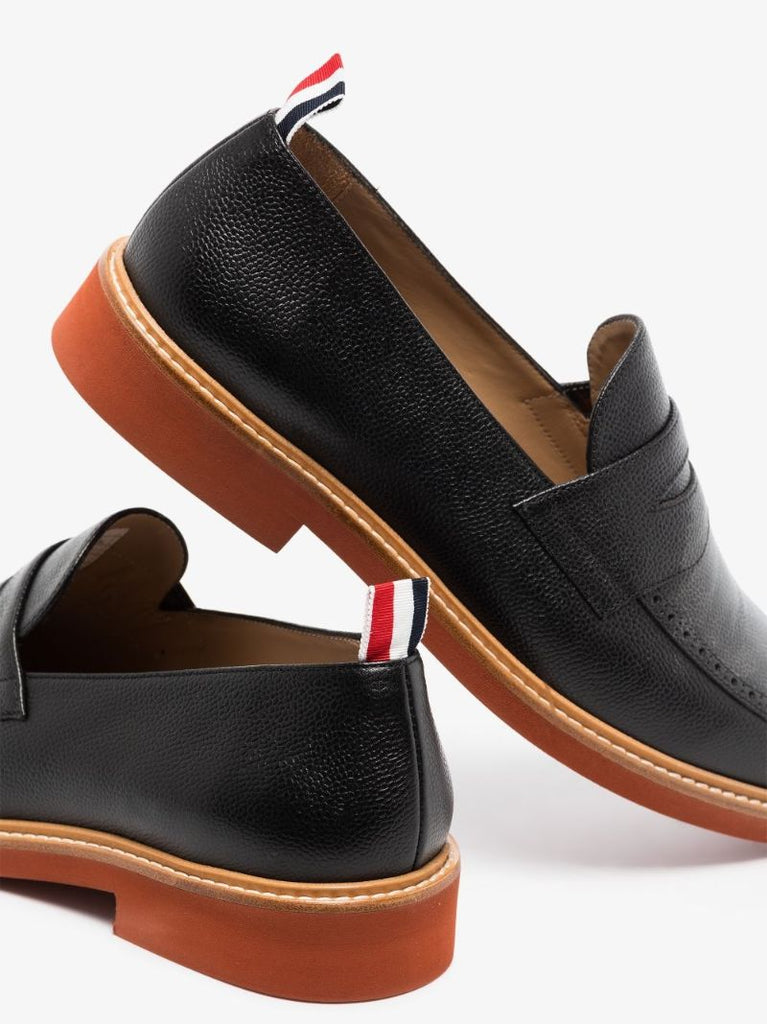Black Grain Leather Penny Loafers