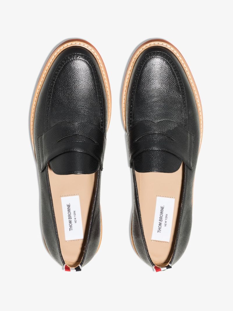 Black Grain Leather Penny Loafers
