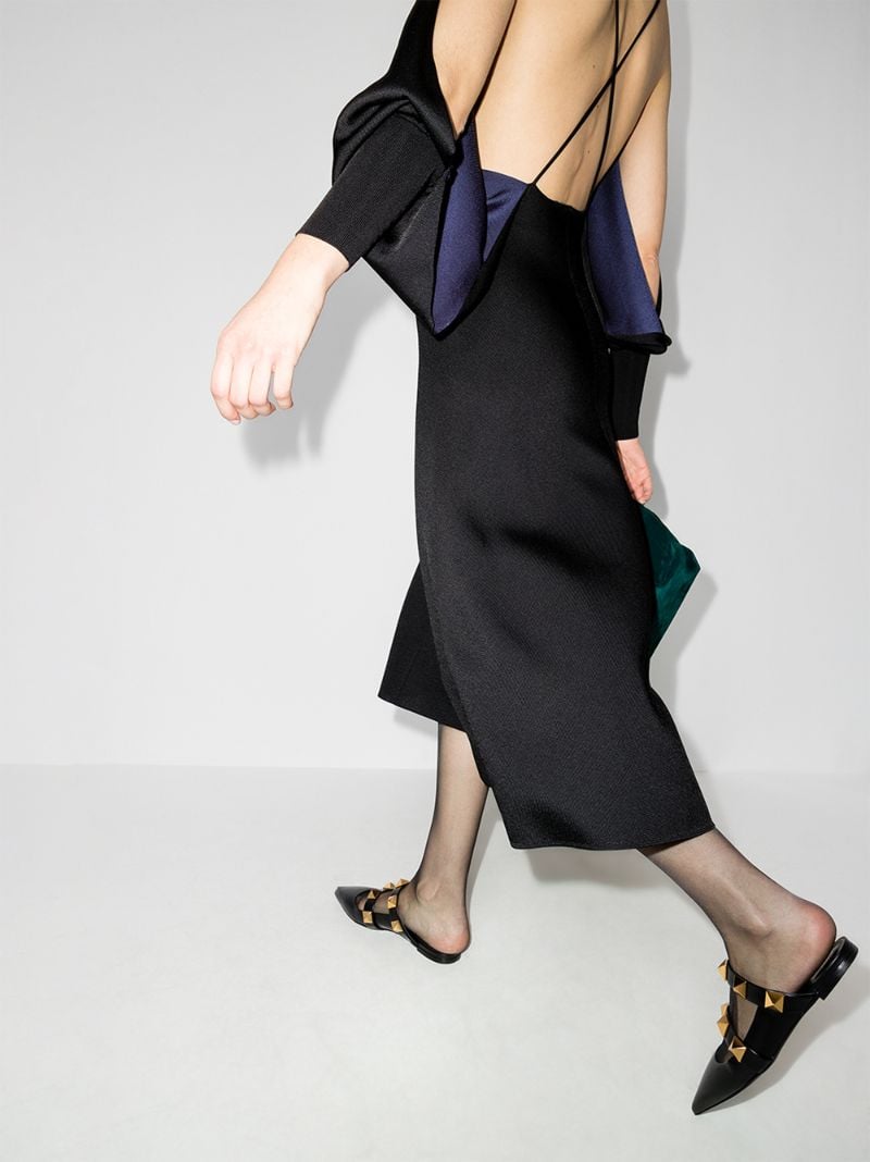 Black Roman Stud Leather Mules